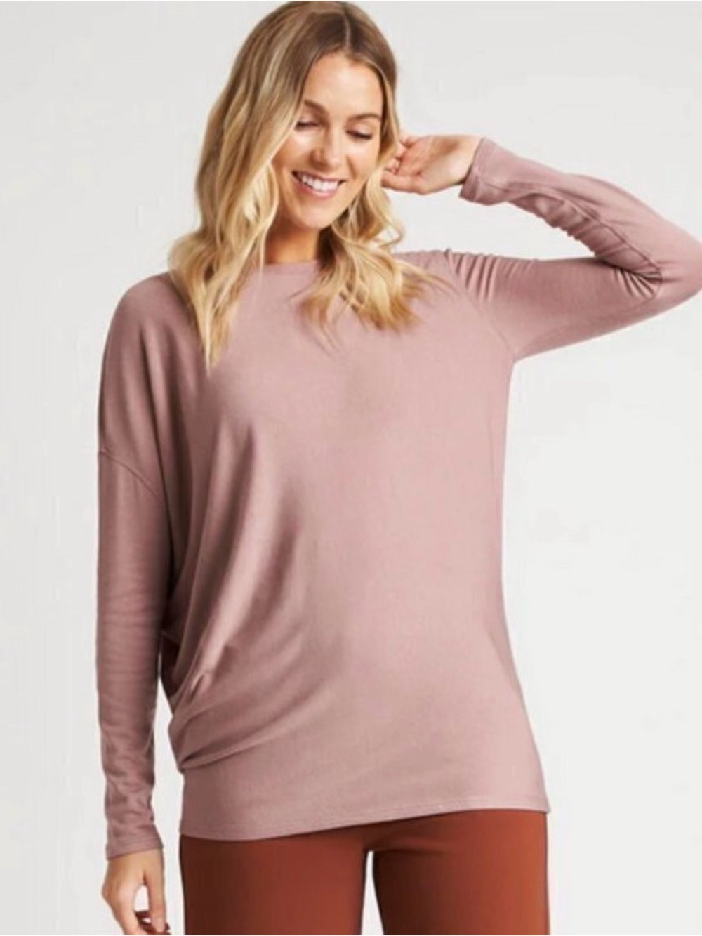 Kit & Ace Muted Rose Long Sleeve Relaxed Fit Top size S